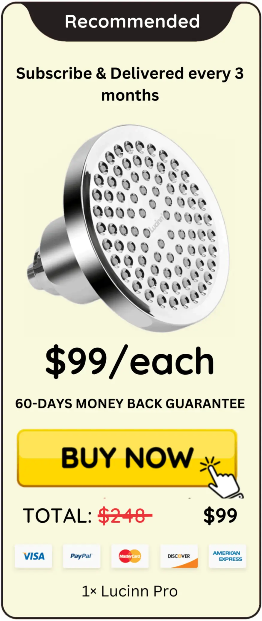 Lucinn Pro Filtered Showerhead offer price